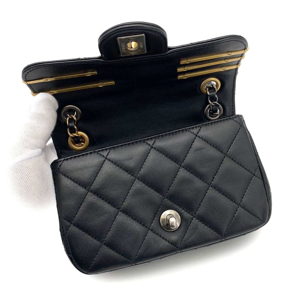 CHANEL MATELASSE CHAIN SHOULDER BAG BLACK LAMB SKIN AS2979 90259697