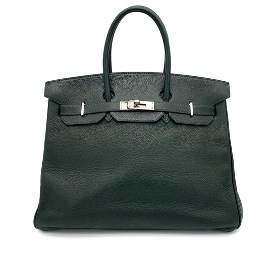 HERMES BIRKIN 35 VERT ANGLAIS TOGO HAND BAG □F SHW 90259699