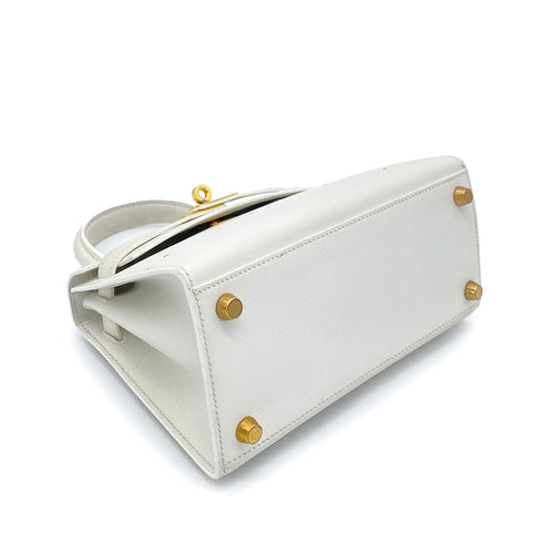 HERMES MINI KELLY 20 WHITE EVERCOLOR STUDS HAND SHOULDER BAG 〇X GHW 90259701