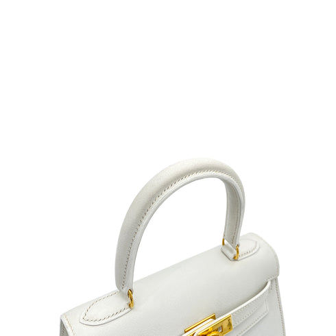 HERMES MINI KELLY 20 WHITE EVERCOLOR STUDS HAND SHOULDER BAG 〇X GHW 90259701