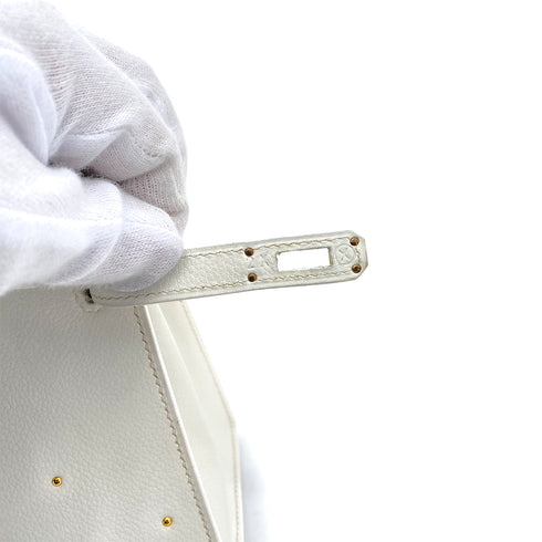 HERMES MINI KELLY 20 WHITE EVERCOLOR STUDS HAND SHOULDER BAG 〇X GHW 90259701