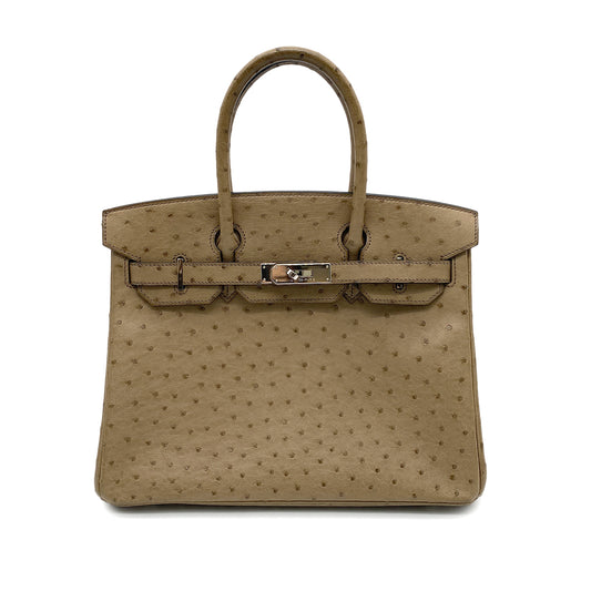 HERMES BIRKIN 30 GRIS ASPHALT OSTRICH HAND BAG □N SHW 90259703