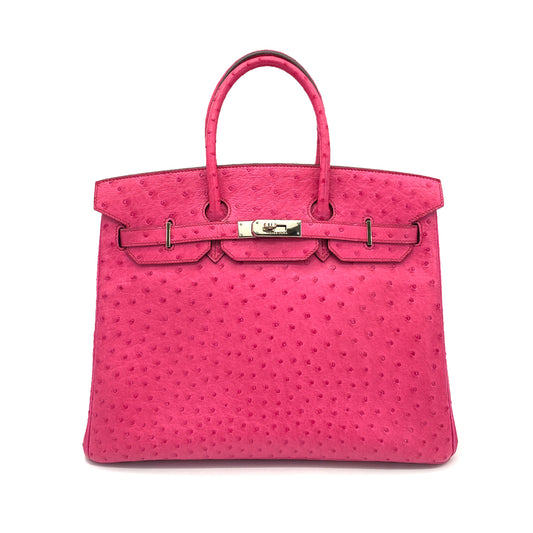 HERMES BIRKIN 35 FUCHSIA OSTRICH HAND BAG □I SHW 90259704