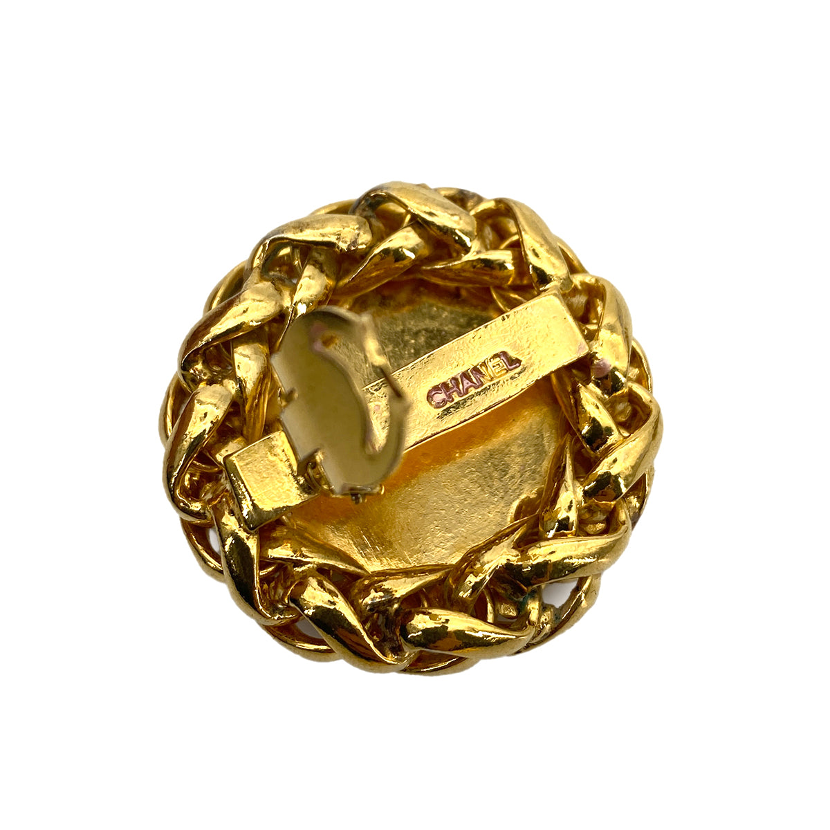 CHANEL VINTAGE COCOMARK EARRINGS GOLD ROUND ACCESSORY 90259726