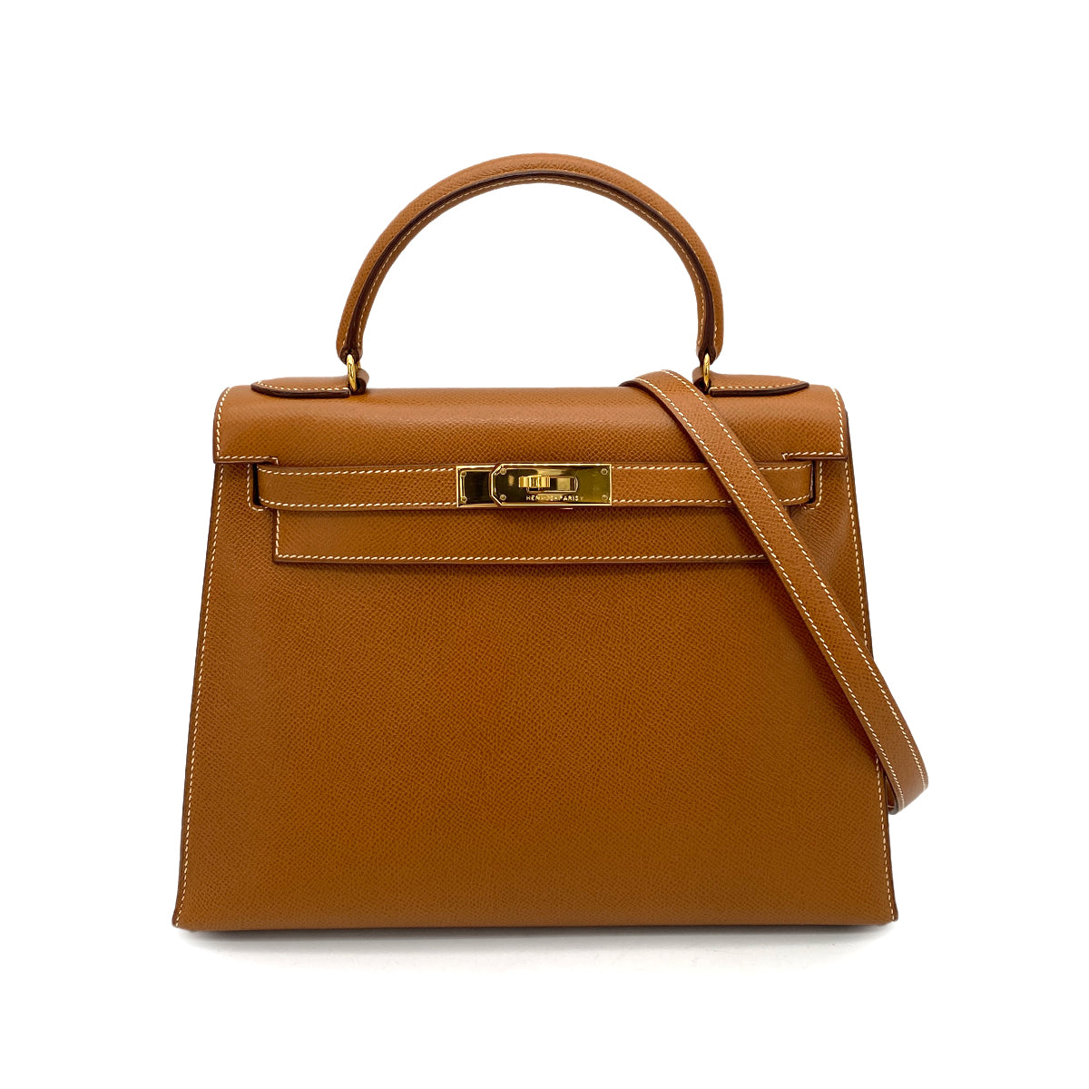 HERMES KELLY 28 SELLIER GOLD COUCHEVEL HAND SHOULDER BAG 〇T GHW 90259728