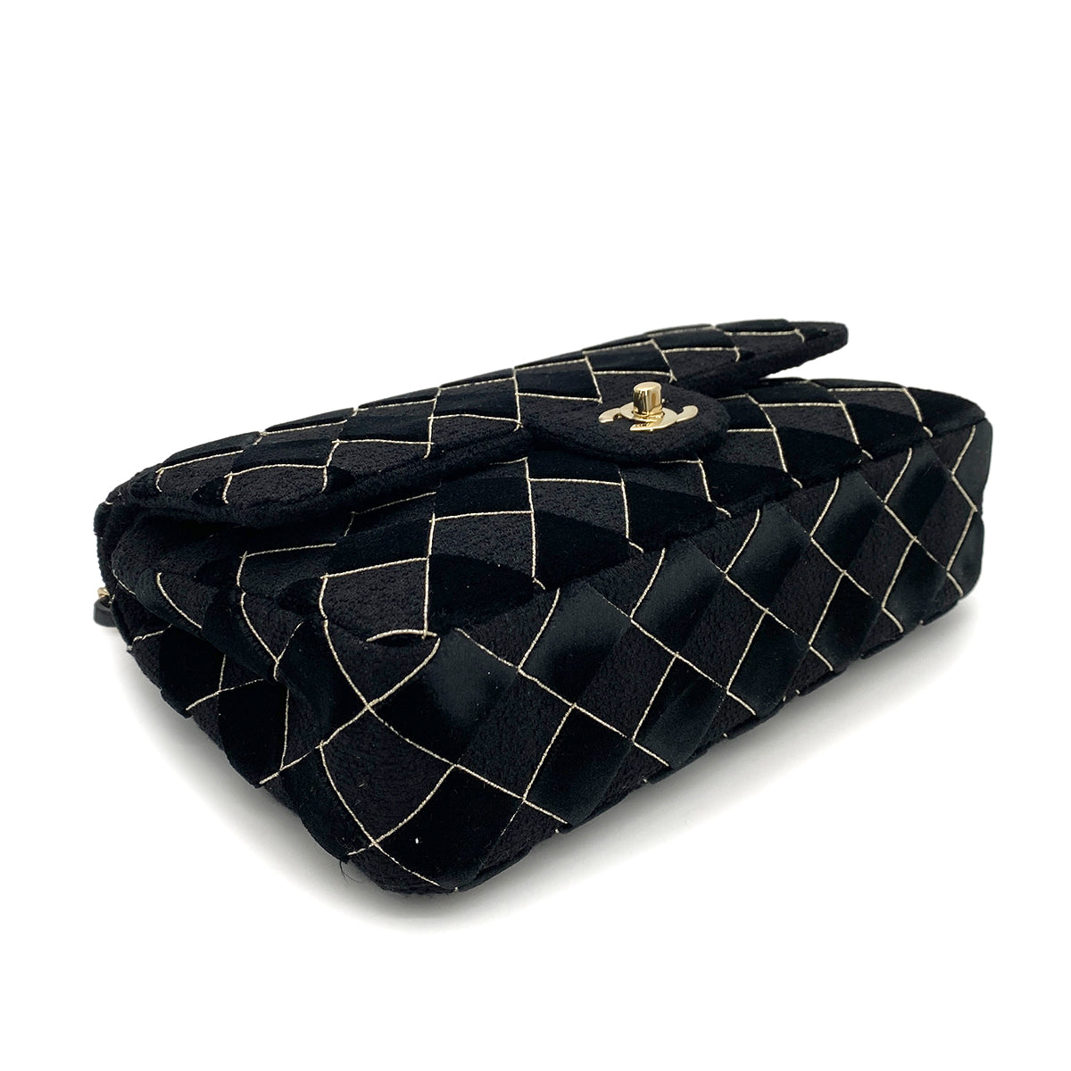 CHANEL MATELASSE MEDIUM CHAIN SHOULDER BAG BLACK TWEED VELOR 90259736