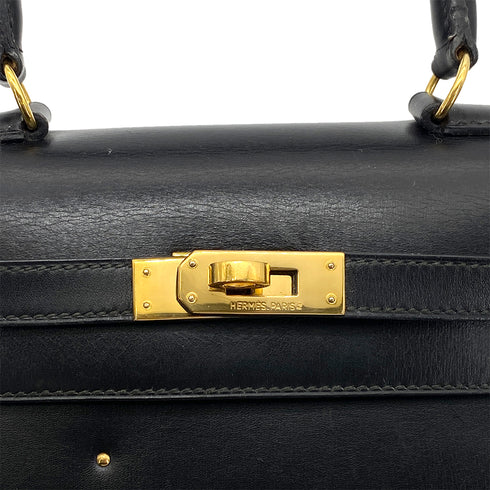 HERMES MINI KELLY 20 BLACK BOXCALF STUDS HAND SHOULDER BAG 〇X GHW 90259869 - PURPOSE