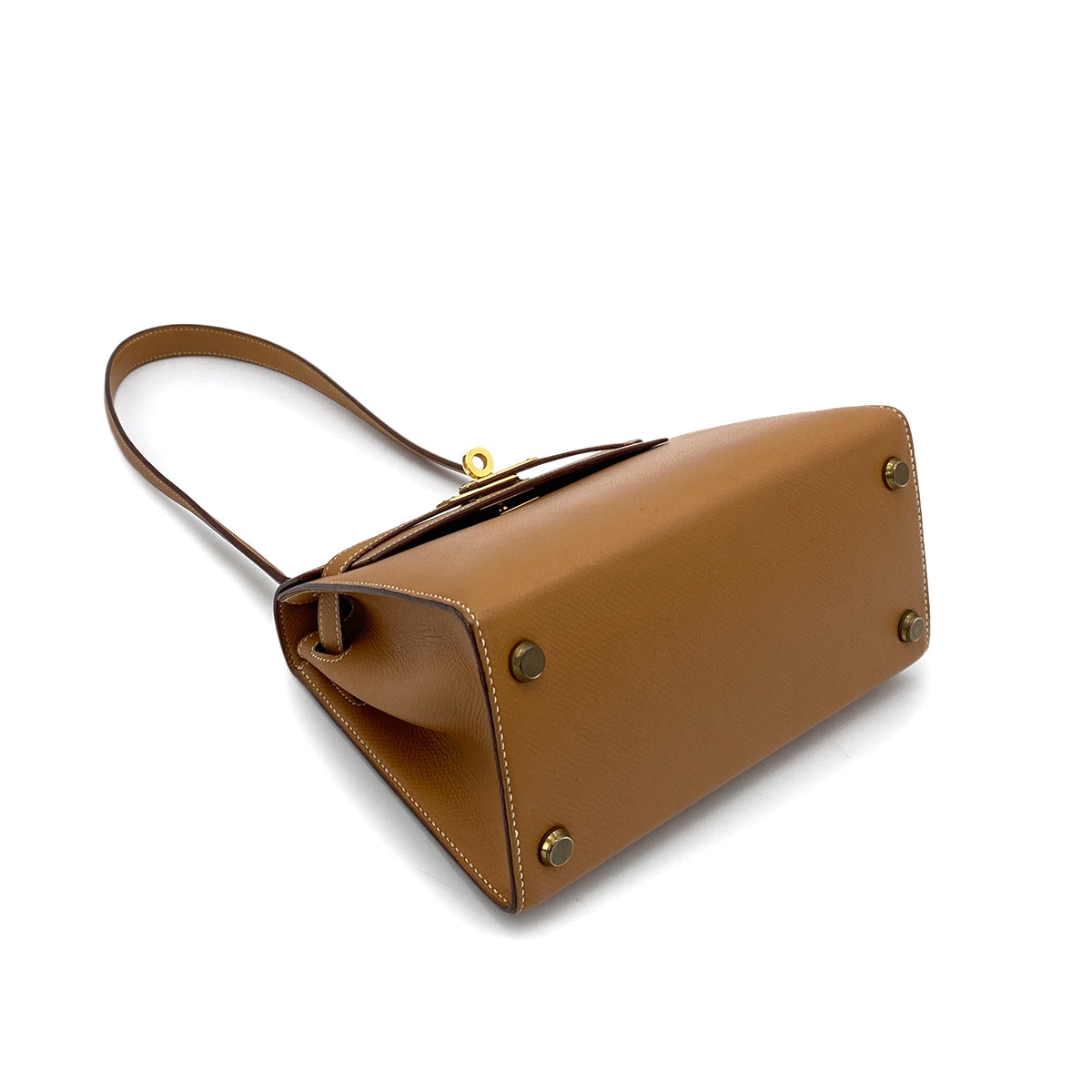 HERMES MINI KELLY 20 SELLIER GOLD COUCHEVEL SHOULDER BAG 〇P GHW 90259879