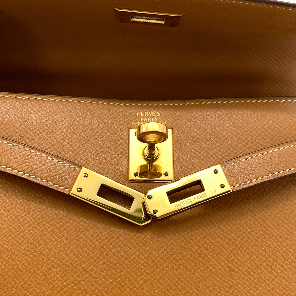 HERMES MINI KELLY 20 SELLIER GOLD COUCHEVEL SHOULDER BAG 〇P GHW 90259879