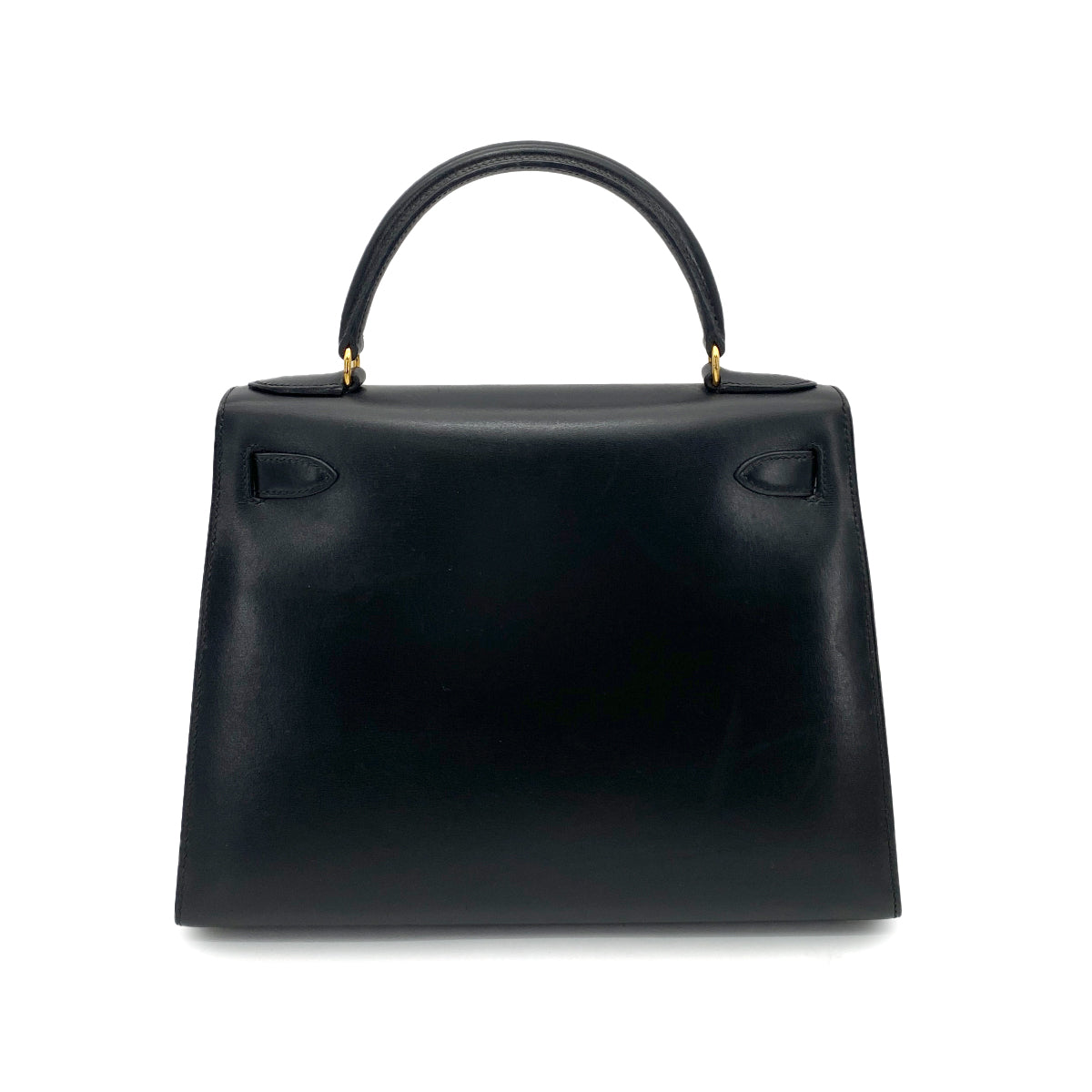 HERMES KELLY 28 SELLIER BLACK BOXCALF HAND SHOULDER BAG □A GHW 90259880