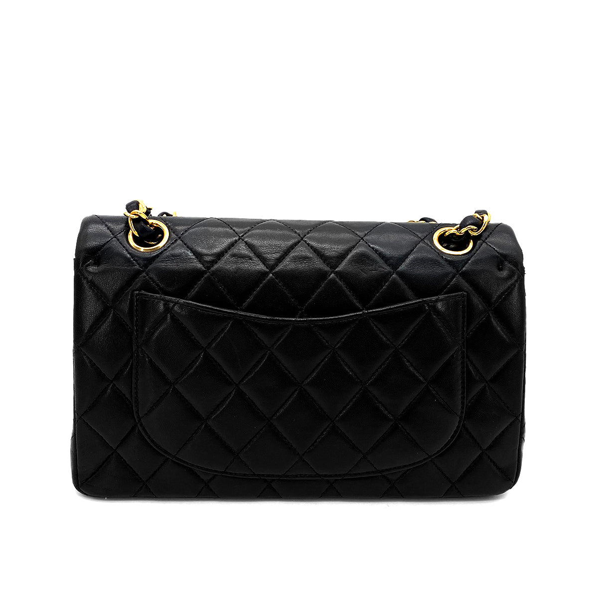 CHANEL VINTAGE CLASSIC FLAP SMALL CHAIN SHOULDER BAG BLACK LAMB SKIN 90259884
