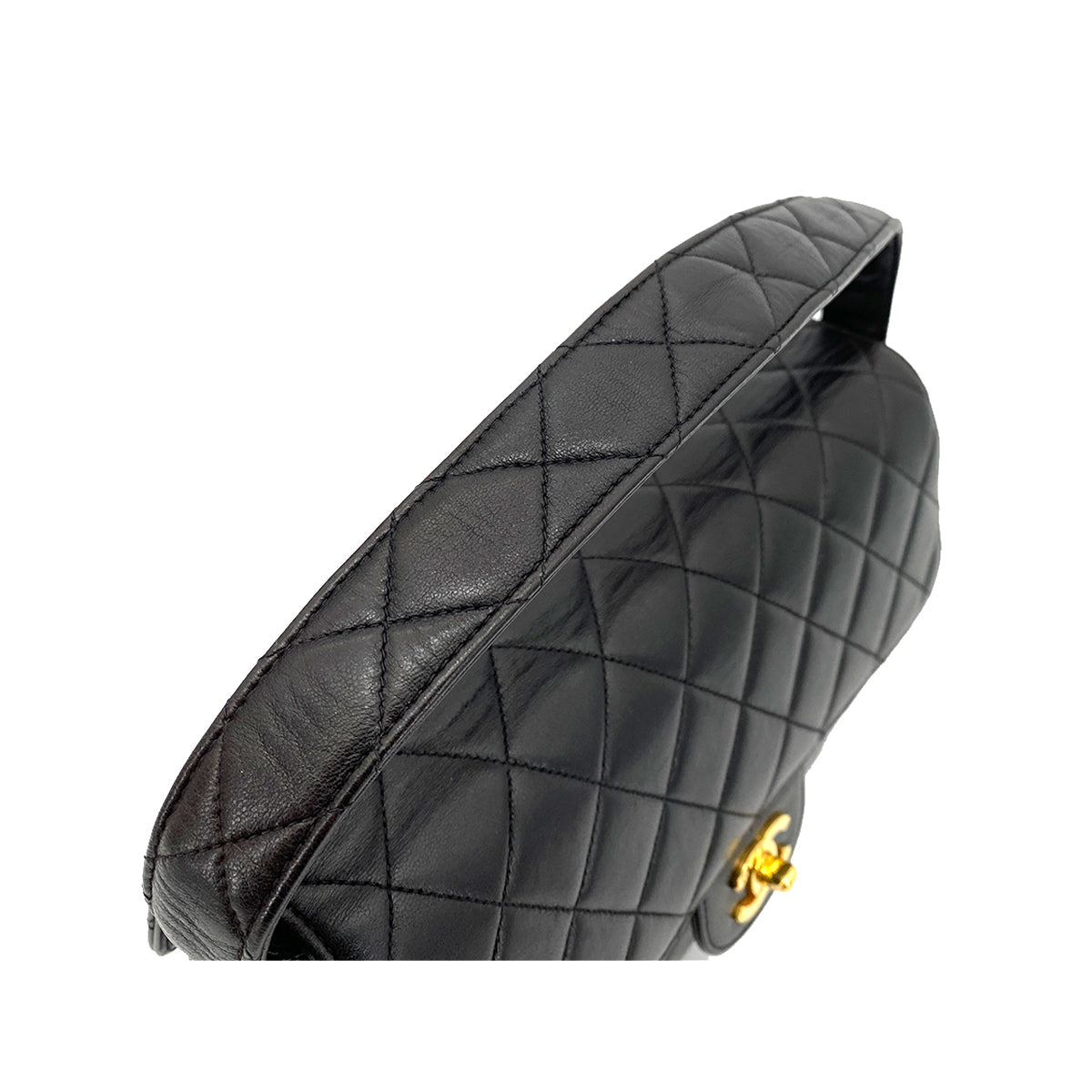 CHANEL VINTAGE DOUBLE FACE SHOULDER BAG BLACK LAMB SKIN 90259885