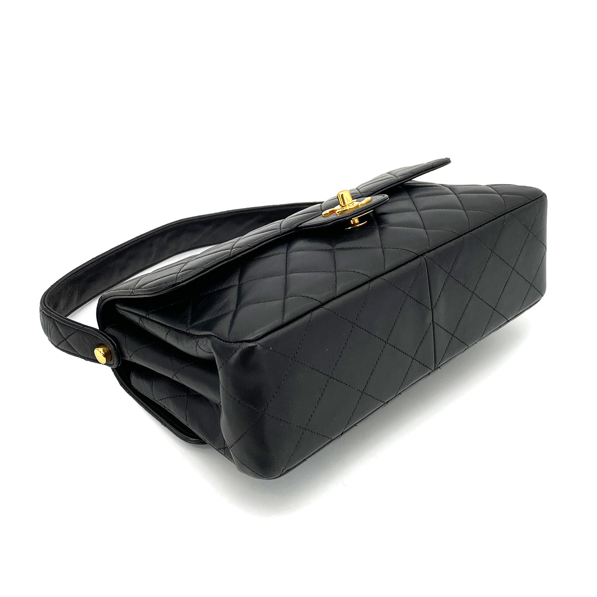 CHANEL VINTAGE DOUBLE FACE SHOULDER BAG BLACK LAMB SKIN 90259885