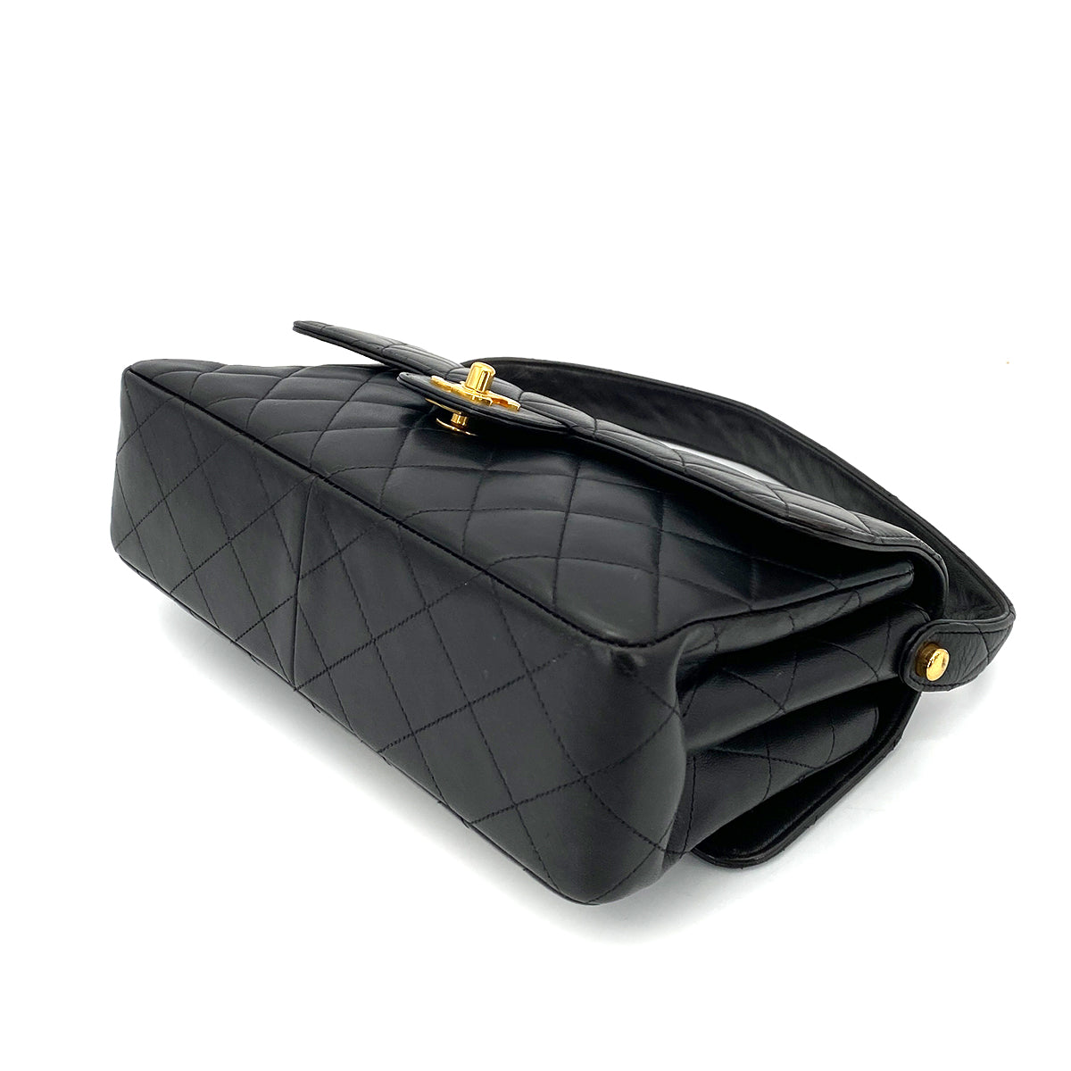 CHANEL VINTAGE DOUBLE FACE SHOULDER BAG BLACK LAMB SKIN 90259885