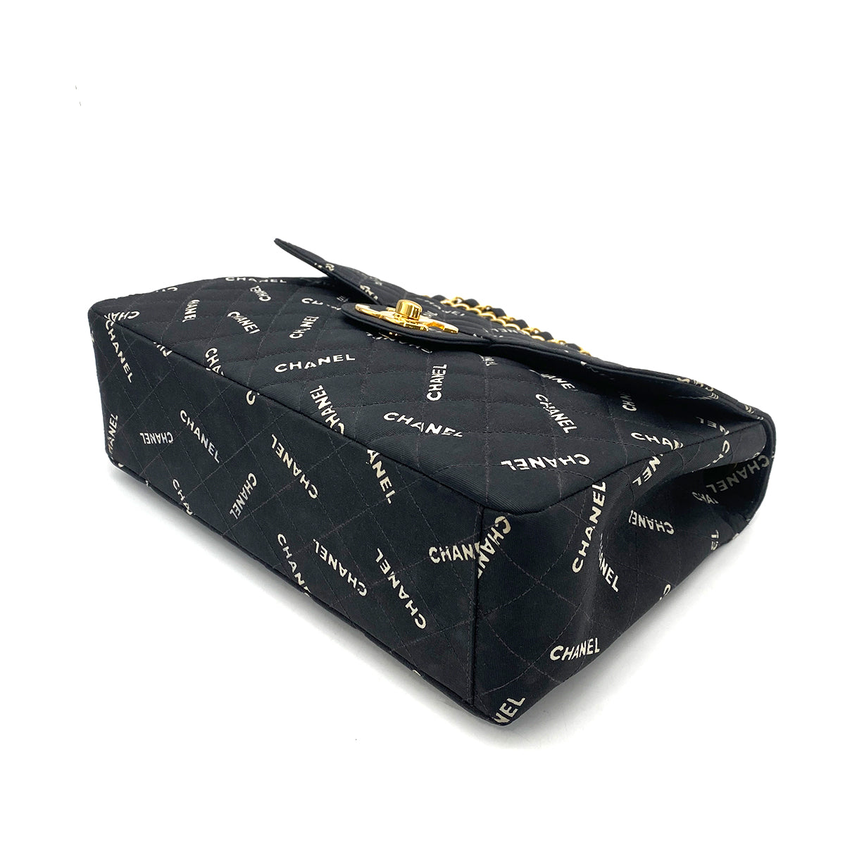 CHANEL VINTAGE MAXI MATELASSE 34 CHAIN SHOULDER BAG BLACK CANVAS 90259889