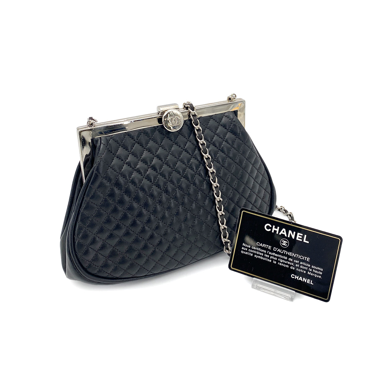 CHANEL MATELASSE CHAIN SHOULDER BAG BLACK LAMB SKIN 90259890