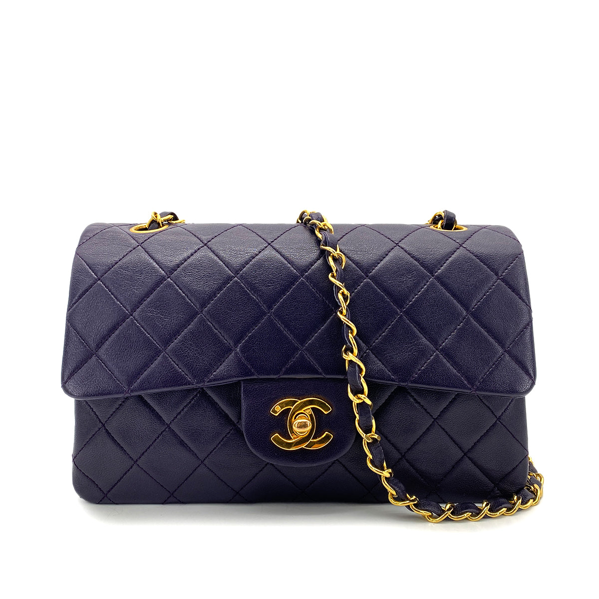 CHANEL VINTAGE CLASSIC FLAP SMALL CHAIN SHOULDER BAG PURPLE LAMB SKIN 90259893