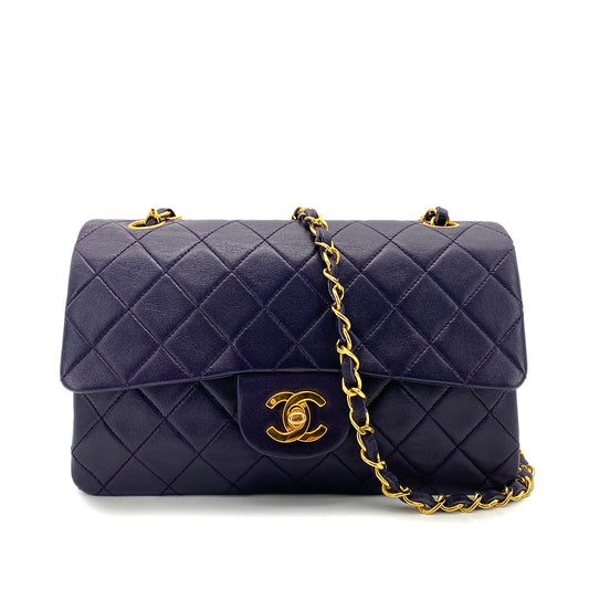 CHANEL VINTAGE CLASSIC FLAP SMALL CHAIN SHOULDER BAG PURPLE LAMB SKIN 90259893