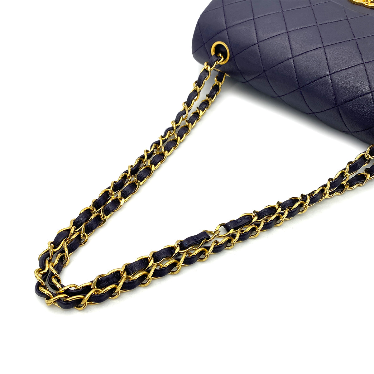 CHANEL VINTAGE CLASSIC FLAP SMALL CHAIN SHOULDER BAG PURPLE LAMB SKIN 90259893