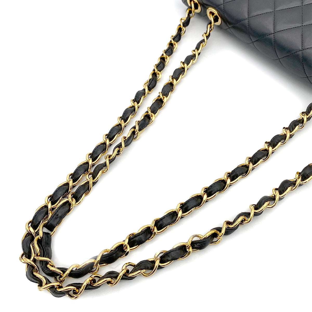 CHANEL VINTAGE JUMBO MATELASSE 30 CHAIN SHOULDER BAG BLACK LAMB SKIN 90259898