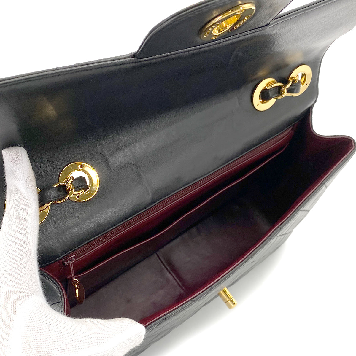 CHANEL VINTAGE JUMBO MATELASSE 30 CHAIN SHOULDER BAG BLACK LAMB SKIN 90259898