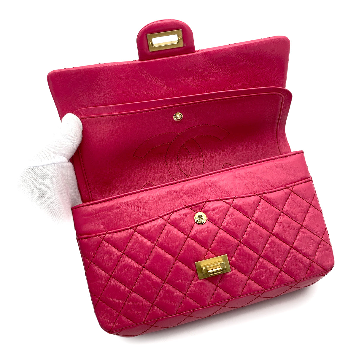 CHANEL 2.55 CHAIN SHOULDER BAG PINK LEATHER 90259901