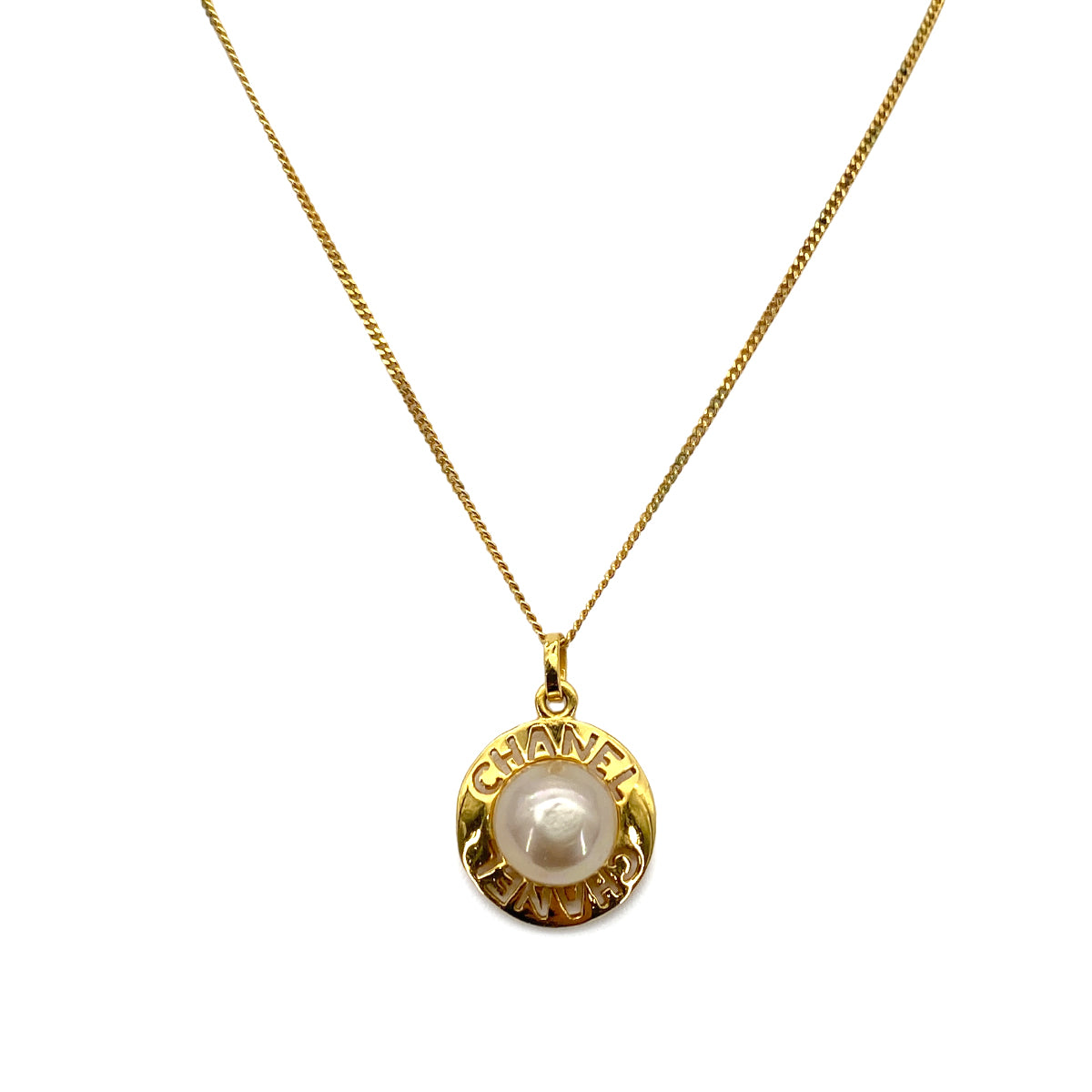 CHANEL VINTAGE NECKLACE LOGO FAUX PEARL ACCESSORY 90259930