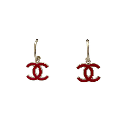 CHANEL VINTAGE EARRINGS COCO MARK RED ACCESSORY 08C 90259937