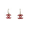 CHANEL VINTAGE EARRINGS COCO MARK RED ACCESSORY 08C 90259937 - PURPOSE