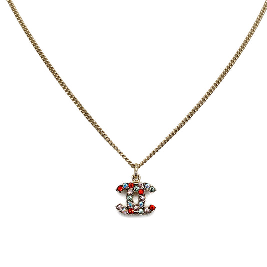 CHANEL VINTAGE NECKLACE COCOMARK MULTICOLOR RHINESTONE ACCESSORY 04A 90259939