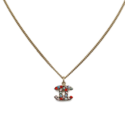 CHANEL VINTAGE NECKLACE COCOMARK MULTICOLOR RHINESTONE ACCESSORY 04A 90259939 - PURPOSE