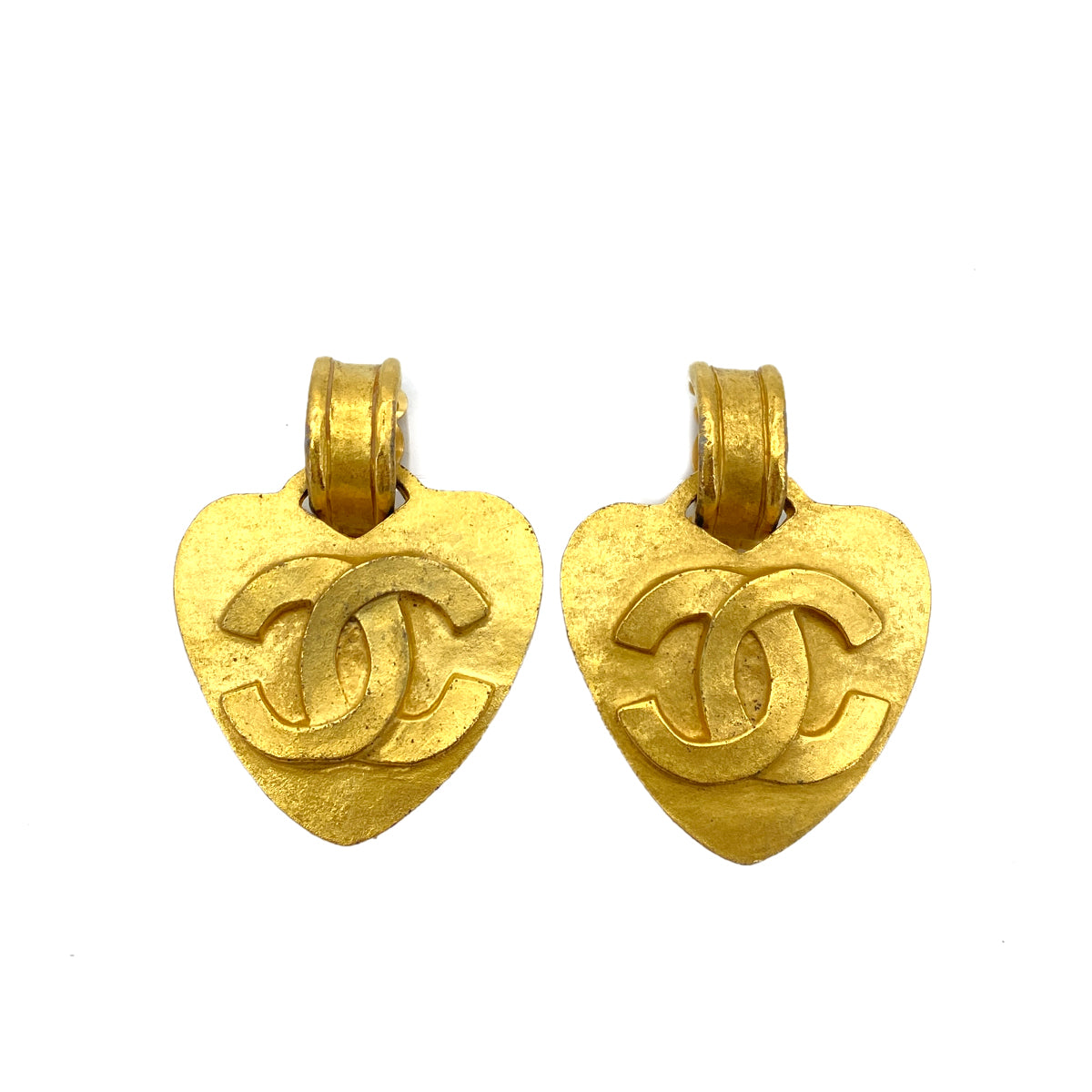 CHANEL VINTAGE EARRINGS HEART COCOMARK ACCESSORY 95P 90259948