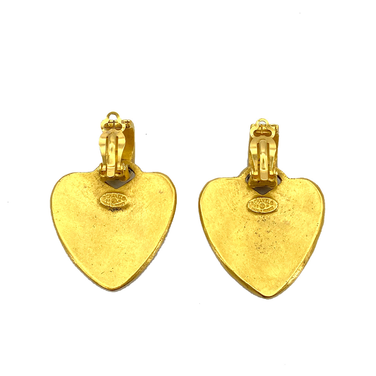 CHANEL VINTAGE EARRINGS HEART COCOMARK ACCESSORY 95P 90259948