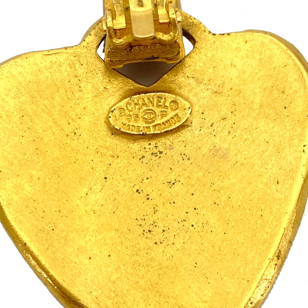 CHANEL VINTAGE EARRINGS HEART COCOMARK ACCESSORY 95P 90259948