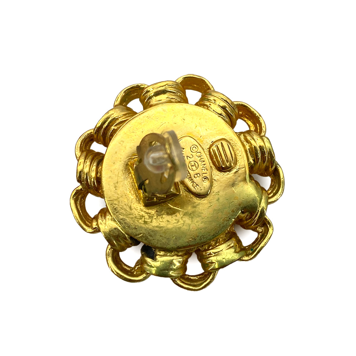 CHANEL VINTAGE EARRINGS FLOWER COCOMARK FAUX PEARL ACCESSORY 28 90259968
