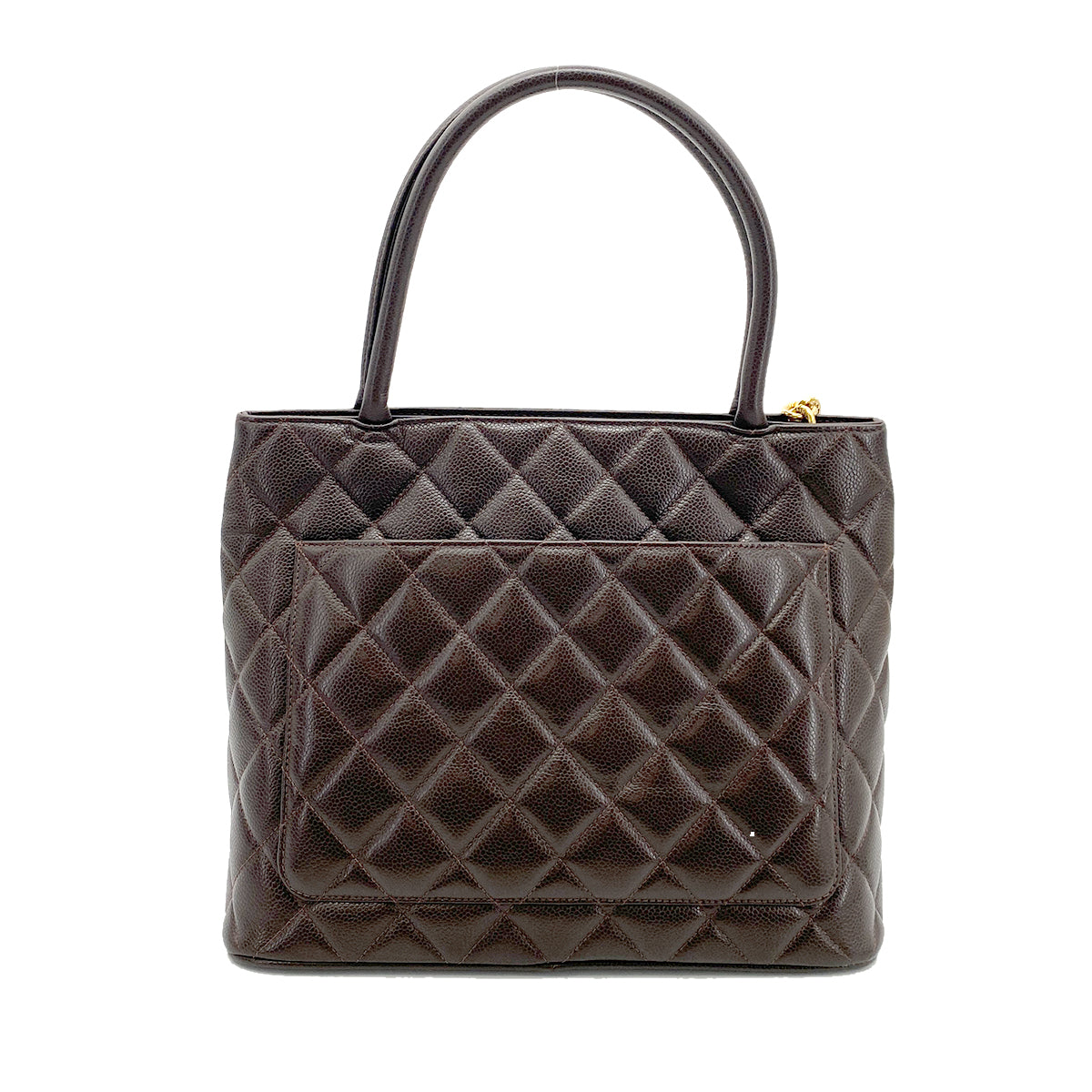 CHANEL VINTAGE MEDALLION TOTE BAG  BROWN CAVIAR SKIN 90260103