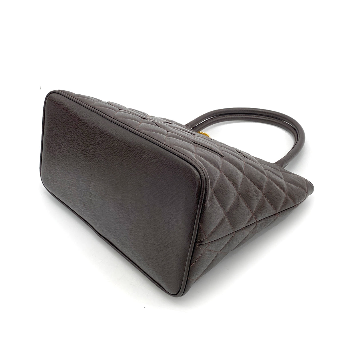 CHANEL VINTAGE MEDALLION TOTE BAG  BROWN CAVIAR SKIN 90260103