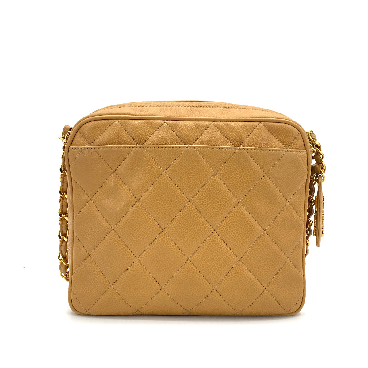 CHANEL VINTAGE MATELASSE CHAIN SHULDER BAG BEIGE CAVIAR SKIN 90260105