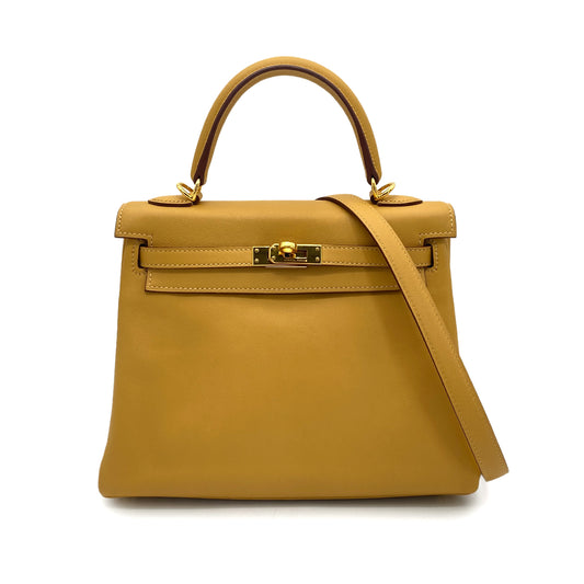 HERMES KELLY 25 RETOURNE CURRY SWIFT HAND SHOULDER BAG T GHW 90260110
