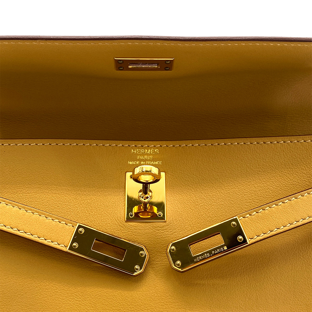 HERMES KELLY 25 RETOURNE CURRY SWIFT HAND SHOULDER BAG T GHW 90260110