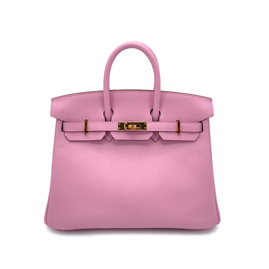 HERMES BIRKIN 25 MAUVE SYLVESTRE SWIFT HAND BAG Z GHW 90260112