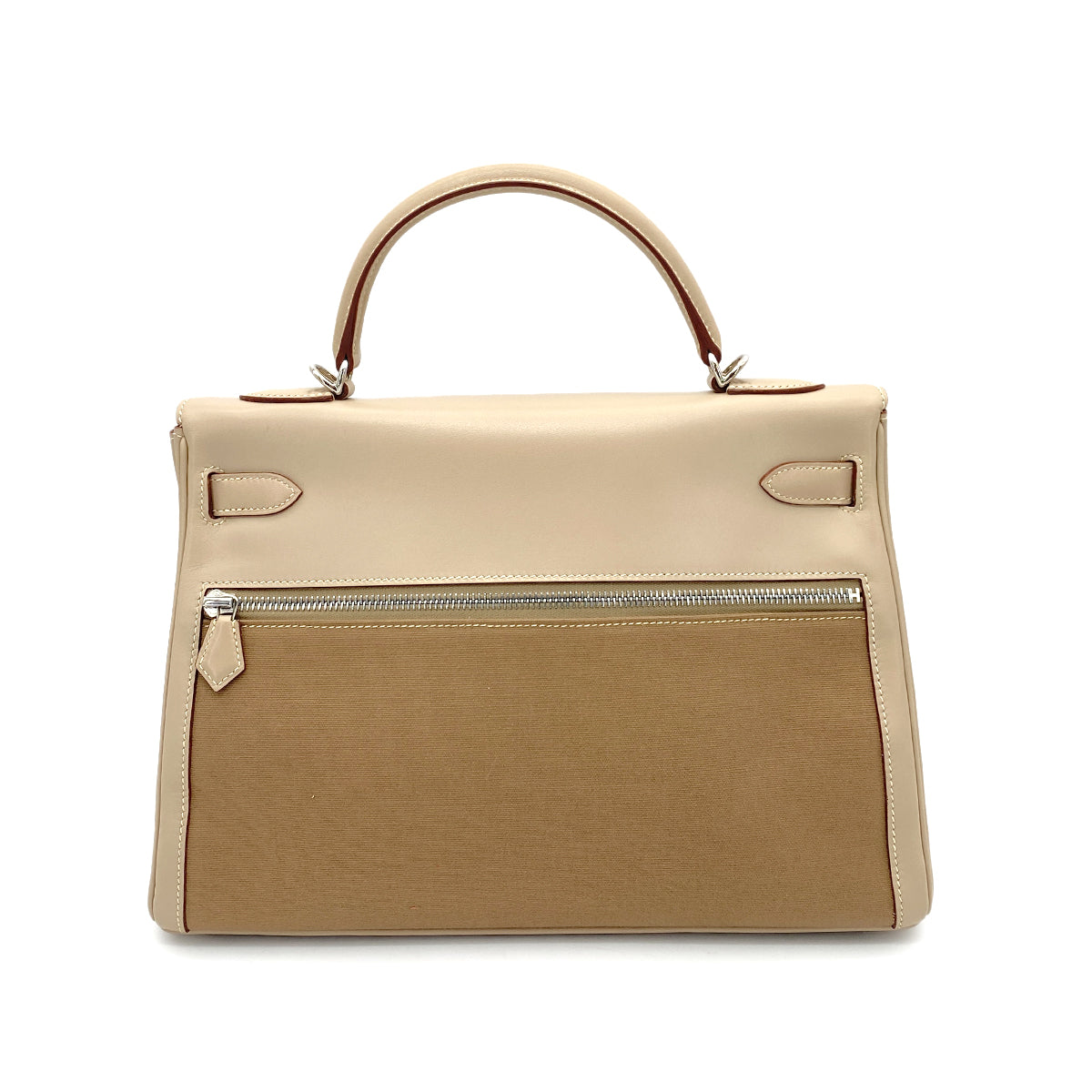 HERMES KELLY LAKIS 32 BEIGE SWIFT TOILE OFFICIER HAND SHOULDER BAG □K SHW 90260114