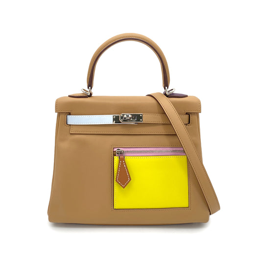 HERMES KELLY 25 RETOURNE COLORMATIC CHAI LIME BLUE BRUME VEAU SWIFT U SHW 90260116