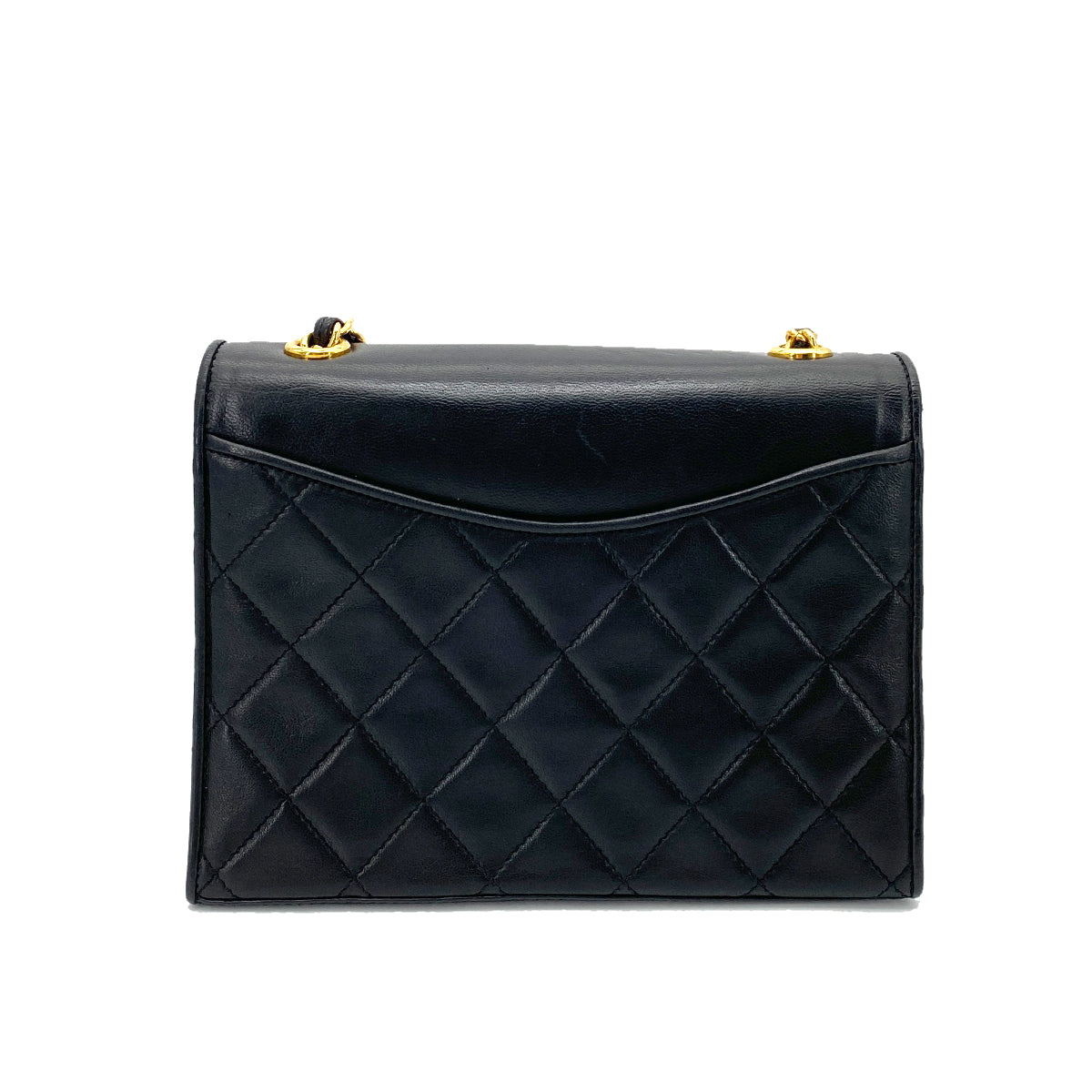 CHANEL VINTAGE FULL FLAP CHAIN SHOULDER BAG BLACK LAMB SKIN 90260117