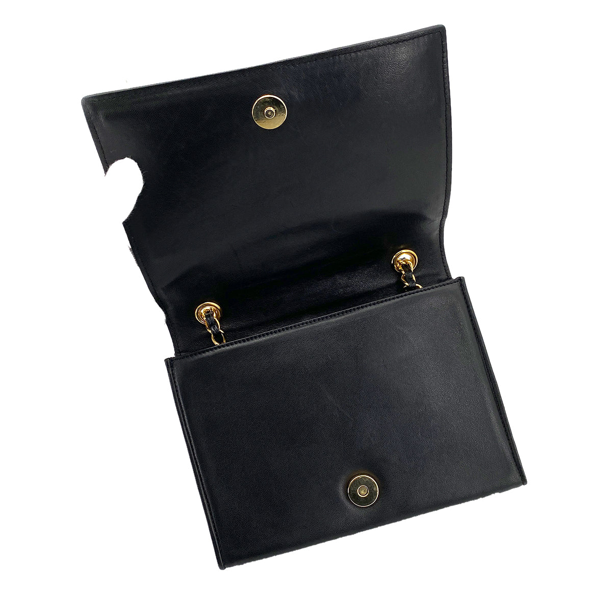 CHANEL VINTAGE FULL FLAP CHAIN SHOULDER BAG BLACK LAMB SKIN 90260117