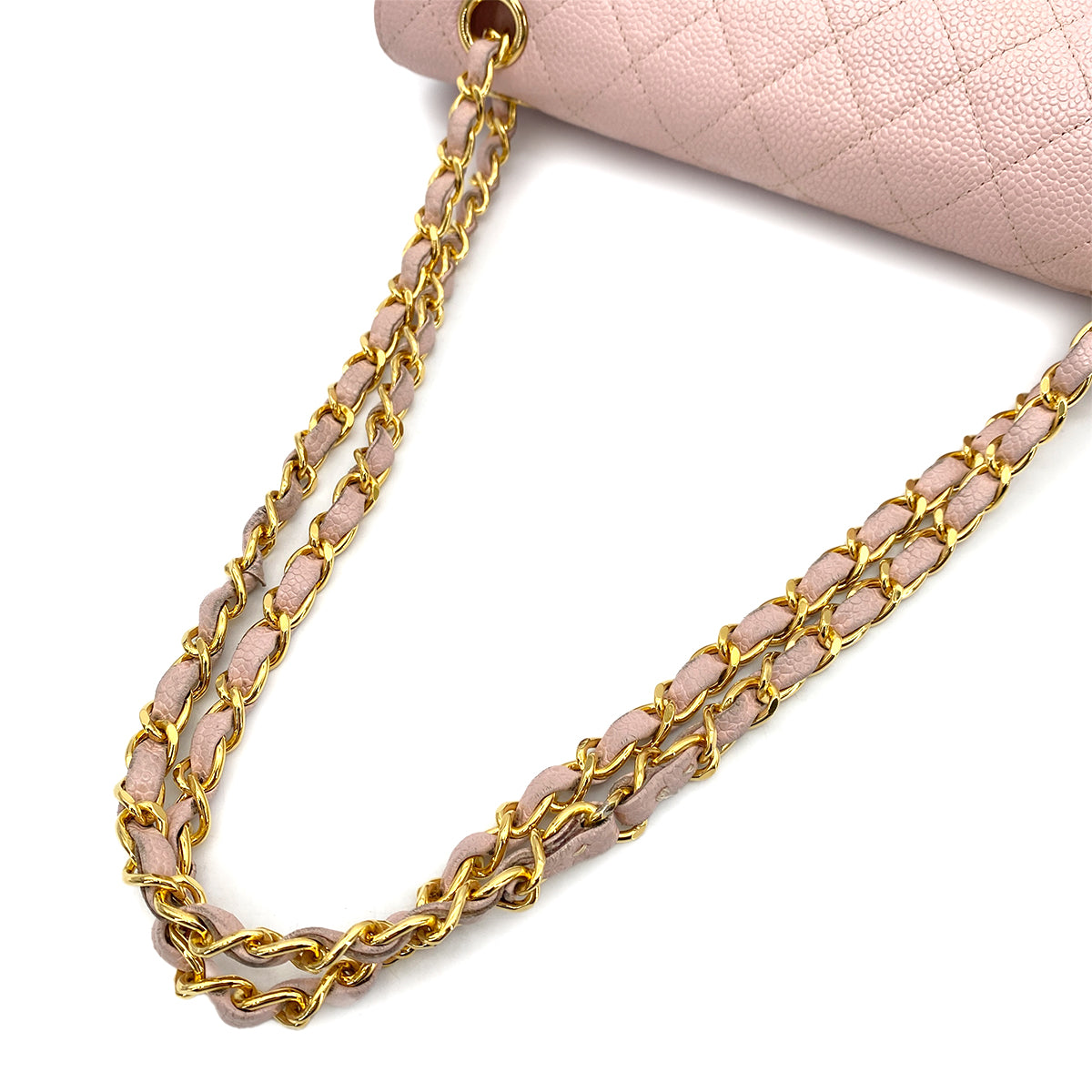 CHANEL VINTAGE CLASSIC FLAP MEDIUM CHAIN SHOULDER BAG PINK CAVIAR SKIN 90260119