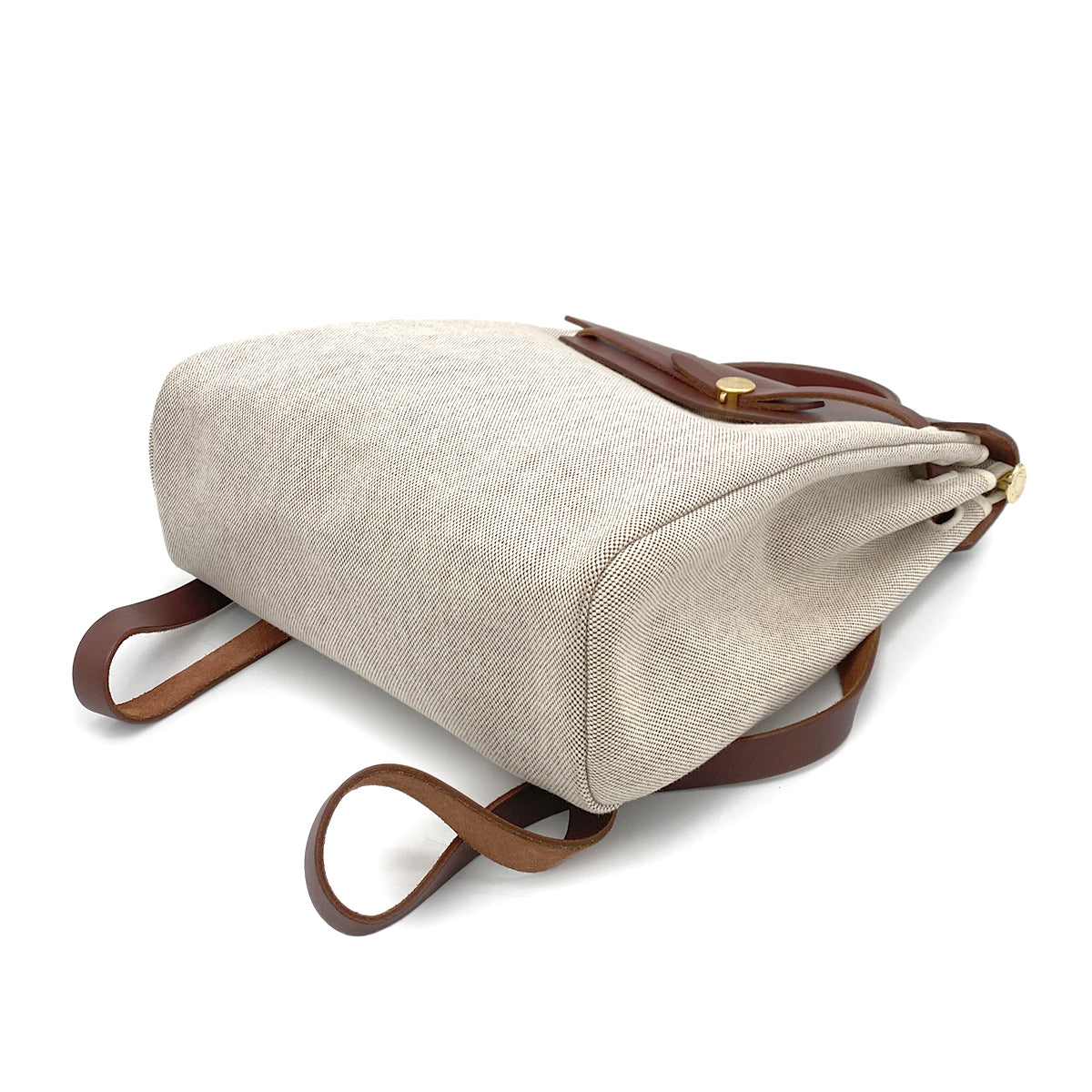 HERMES HER BAG AD PM NATUREL BROWN TOILE H BACK PACK □E 90260126