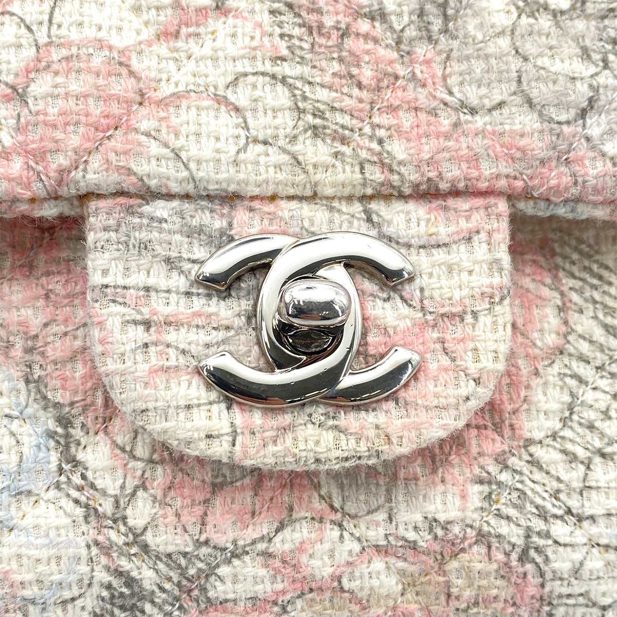 CHANEL MATELASSE CAMELLIA CHAIN SHOULDER BAG MULTICOLOR TWEED 90260129