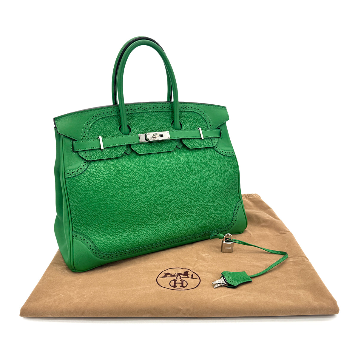 HERMES BIRKIN 35 GHILLIES BAMBOU TOGO SWIFT HAND BAG □R SHW 90260140