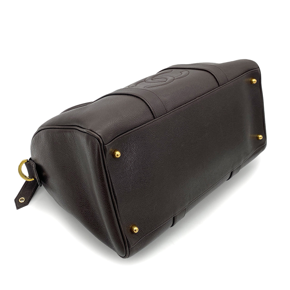 CHANEL VINTAGE BOSTON HAND SHOULDER BAG DARK BROWN CAVIAR SKIN 90260146